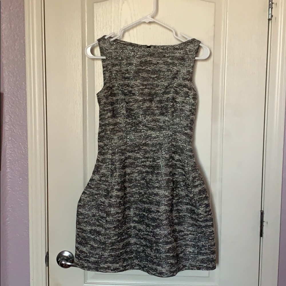 Zara metallic tweed mini skater dress XS